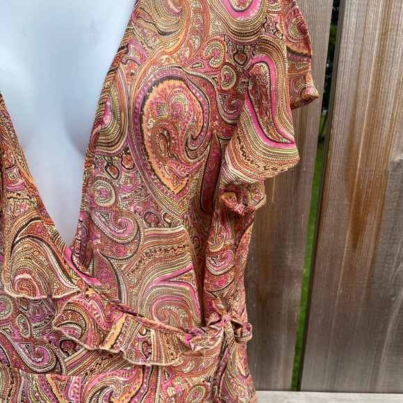 Lane Bryant wrap tie blouse size 14/16 multi color - Picture 3 of 4